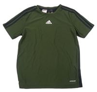 Khaki sportovní funkční tričko s logem Adidas
