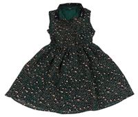 Tmavomodro-černo-růžové vzorované šifonové šaty George
