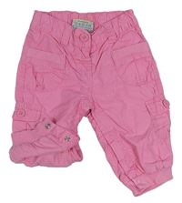 Růžové cargo cuff plátěné podšité kalhoty Topolino