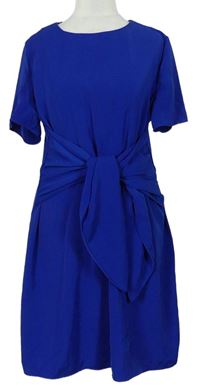 Dámské kobaltově modré šaty s mašlí New Look 
