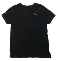 Černé tričko s výšivkou Primark
