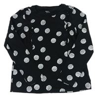 Černé puntíkaté triko s volánky Zalando