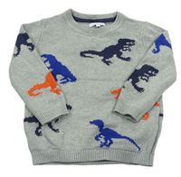 Šedý svetr s dinosaury Bluezoo
