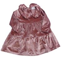 Růžové sametové třpytivé šaty F&F