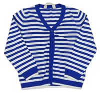 Námořnicky modro-bílý pruhovaný propínací svetr H&M