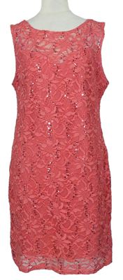 Dámské růžové krajkové šaty s flitry Lipsy