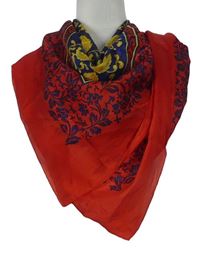 Dámský červeno-modrý květovaný šátek 