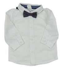 2set - Bílá košile + pruhovaný motýlek H&M