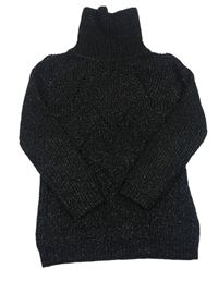 Černo-sříbrný svetr s rolákem zn. H&M