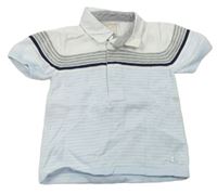 Světlemodro-bílo-šedé pruhované úpletové polo tričko EMILE ET ROSE
