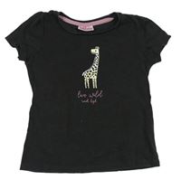 Tmavošedé tričko s žirafou Pep&Co
