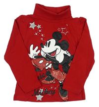 Červené triko s Mickey mousem a rolákem C&A