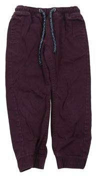 Vínové plátěné cuff kalhoty Matalan