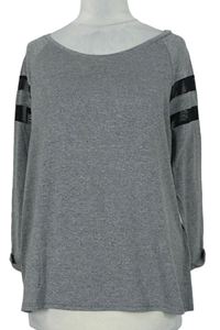 Dámské šedé melírované triko s pruhy H&M