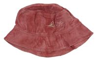 Růžový sametový klobouček s kytičkou 