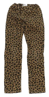 Béžové elastické manšestráky s leopardím vzorem H&M