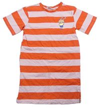 Růžovo-oranžová pruhovaná noční košile s králíkem H&M