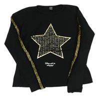 Černé triko s hvězdou a pruhy Y.F.K.