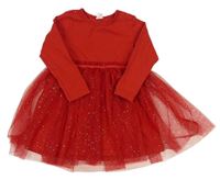 Červené bavlněné šaty s tylové šaty H&M