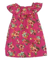 Růžové květované lehké šaty s volánem Primark
