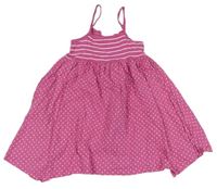 Růžové puntíkované bavlněné šaty s pruhy Kids 