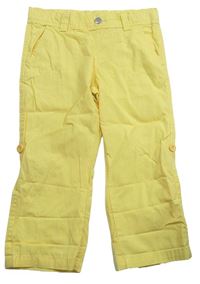 Žluté plátěné rolovací kalhoty