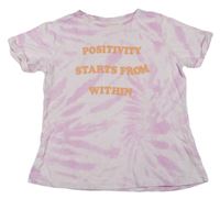 Růžovo-světlerůžové batikované tričko s nápisem Primark