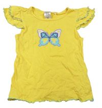 Žluté tričko s motýlem Pocopiano