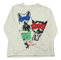 Smetanové pyžamové triko s vlky v maskách F&F