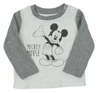 Bílo-šedé triko s Mickeym Disney