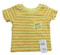 Žluto-okrové pruhované tričko s kapsou Mothercare