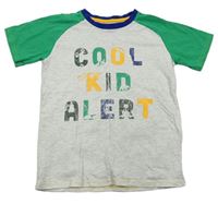 Šedo-zelené tričko s nápisy Mountain Warehouse
