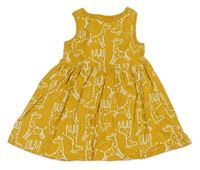 Okrové bavlněné šaty s žirafami F&F