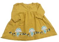 Okrové bavlněné šaty s holčičkami a puntíky Miniclub