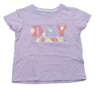 Lila tričko s nápisem a květy Pep&Co