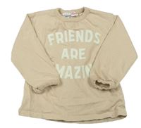 Pudrové triko s nápisem Zara