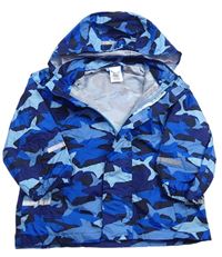 Modro-tmavomodrá army šusťáková nepromokavá bunda s kapucí Pocopiano