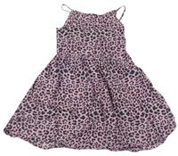 Růžové lehké šaty s leopardím vzorem Primark