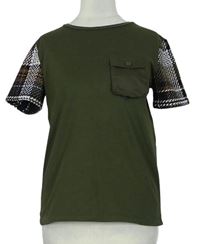 Dámské khaki-barevné vzorované tričko Zara 
