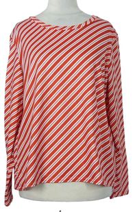 Dámské červeno-bílé pruhované triko 