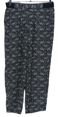 Dámské černo-bílé vzorované culottes kalhoty 
