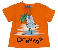 Oranžové tričko s palmami Azur Gang