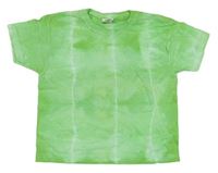 Zeleno-bílé batikované tričko FRUIT of the LOOM