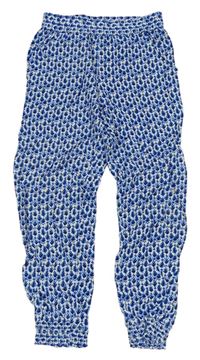 Modro-bílé vzorované harémové kalhoty H&M