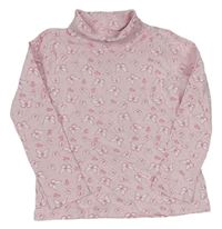 Růžové triko s motýlky a rolákem Primark