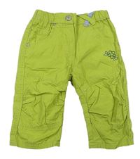 Zelené plátěné kalhoty s kytičkami 