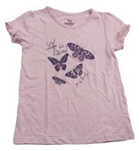 Světlerůžové tričko s motýlky Lupilu