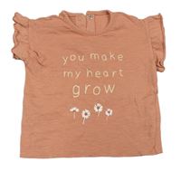 Starorůžové tričko s nápisem s květy George