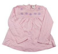 Růžové triko s výšivkami S. Oliver