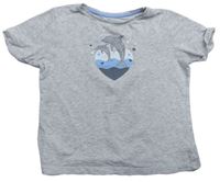 Šedé melírované tričko s delfíny Primark